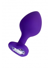 Фиолетовая анальная втулка Diamond Heart с прозрачным кристаллом - 8 см. - ToyFa - купить с доставкой в Костроме