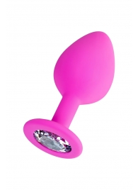 Розовая анальная втулка Brilliant с прозрачным кристаллом - 8 см. - ToyFa - купить с доставкой в Костроме