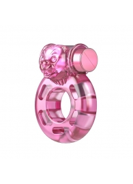 Розовое эрекционное кольцо с вибрацией Pink Bear - Baile - в Костроме купить с доставкой