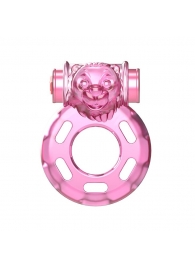 Розовое эрекционное кольцо с вибрацией Pink Bear - Baile - в Костроме купить с доставкой