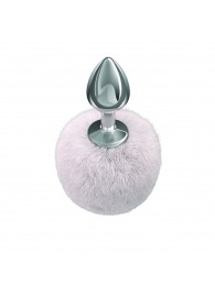 Серебристая анальная пробка с белым пушистым хвостиком Twinkle - Lola Games - купить с доставкой в Костроме