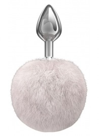 Серебристая анальная пробка с белым пушистым хвостиком Twinkle - Lola Games - купить с доставкой в Костроме