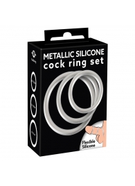 Набор из 3 эрекционных колец под металл Metallic Silicone Cock Ring Set - Orion - в Костроме купить с доставкой