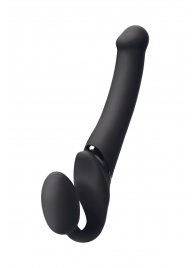 Черный безремневой вибрострапон Silicone Bendable Strap-On M - Strap-on-me - купить с доставкой в Костроме