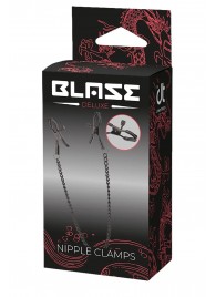 Черные зажимы на соски на цепочке BLAZE DELUXE NIPPLE CLAMPS - Dream Toys - купить с доставкой в Костроме