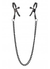 Черные зажимы на соски на цепочке BLAZE DELUXE NIPPLE CLAMPS - Dream Toys - купить с доставкой в Костроме