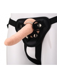 Телесный страпон на черных трусиках STRAP ON REAL DILDO - 20 см. - Dream Toys - купить с доставкой в Костроме