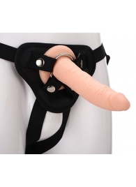Телесный страпон на черных трусиках STRAP ON REAL DILDO - 20 см. - Dream Toys - купить с доставкой в Костроме