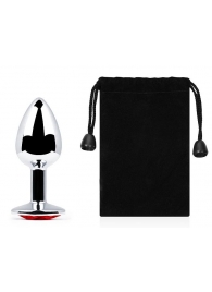 Серебристая анальная пробка с красным стразом - 7,2 см. - Anal Jewelry Plug - купить с доставкой в Костроме