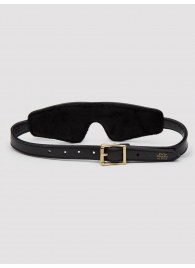 Черная плотная маска на глаза Bound to You Faux Leather Blindfold - Fifty Shades of Grey - купить с доставкой в Костроме