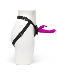 Лиловый страпон Rechargeable Vibrating Strap-On Harness Set - 17,6 см. - Happy Rabbit - купить с доставкой в Костроме