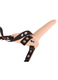 Телесный поясной страпон с вибрацией Vibrating Strap-On - 15,7 см. - Orion - купить с доставкой в Костроме