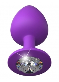 Фиолетовая анальная пробка со стразом Her Little Gem Large Plug - 9,5 см. - Pipedream - купить с доставкой в Костроме