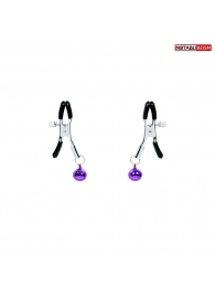 Оригинальные зажимы на соски с фиолетовыми шариками - Notabu - купить с доставкой в Костроме