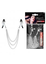 Оригинальные зажимы на соски с тройной цепочкой - Notabu - купить с доставкой в Костроме