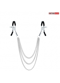 Оригинальные зажимы на соски с тройной цепочкой - Notabu - купить с доставкой в Костроме