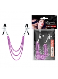 Оригинальные зажимы на соски с тройной розовой цепочкой - Notabu - купить с доставкой в Костроме