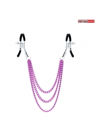 Оригинальные зажимы на соски с тройной розовой цепочкой - Notabu - купить с доставкой в Костроме