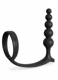 Черная анальная цепочка с эрекционным кольцом Ass-gasm Cockring Anal Beads - Pipedream - в Костроме купить с доставкой
