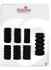 Набор из 7 черных насадок PENIS SLEEVES SET - Dream Toys - в Костроме купить с доставкой