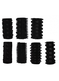 Набор из 7 черных насадок PENIS SLEEVES SET - Dream Toys - в Костроме купить с доставкой