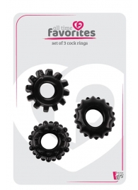 Набор из 3 черных эрекционных колец SET OF 3 COCKRINGS - Dream Toys - в Костроме купить с доставкой