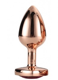 Золотистая анальная втулка с кристаллом-сердечком розового цвета - 7,1 см. - Dream Toys - купить с доставкой в Костроме