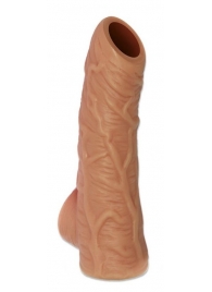 Телесная открытая насадка-реалистик с подхватом мошонки Nude Sleeve L - 14 см. - KOKOS - в Костроме купить с доставкой