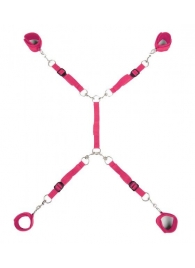 Ярко-розовый набор фиксаций на кровати Classic Bed Spreader - Lux Fetish - купить с доставкой в Костроме