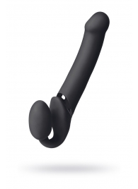 Черный безремневой вибрострапон Vibrating Bendable Strap-On L - Strap-on-me - купить с доставкой в Костроме