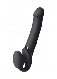 Черный безремневой вибрострапон Vibrating Bendable Strap-On L - Strap-on-me - купить с доставкой в Костроме