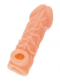 Телесная закрытая насадка с венками Cock Sleeve Size S - 13,8 см. - KOKOS - в Костроме купить с доставкой