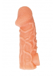 Телесная закрытая насадка с венками Cock Sleeve Size L - 17,6 см. - KOKOS - в Костроме купить с доставкой