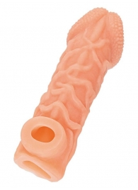Телесная закрытая насадка с венками Cock Sleeve Size L - 17,6 см. - KOKOS - в Костроме купить с доставкой