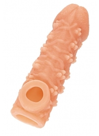 Телесная закрытая насадка с пучками шишечек Cock Sleeve Size L - 17,6 см. - KOKOS - в Костроме купить с доставкой
