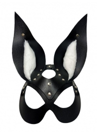 Черная маска зайки с белым мехом на ушках Miss Bunny - БДСМ Арсенал - купить с доставкой в Костроме
