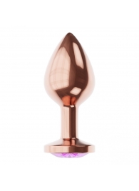 Пробка цвета розового золота с фиолетовым кристаллом Diamond Amethyst Shine S - 7,2 см. - Lola Games - купить с доставкой в Костроме