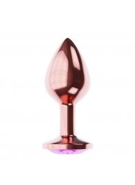 Пробка цвета розового золота с лиловым кристаллом Diamond Quartz Shine L - 8,3 см. - Lola Games - купить с доставкой в Костроме