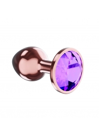 Пробка цвета розового золота с фиолетовым кристаллом Diamond Amethyst Shine L - 8,3 см. - Lola Games - купить с доставкой в Костроме