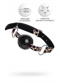 Черный кляп-шар на леопардовых ремешках Anonymo - ToyFa - купить с доставкой в Костроме