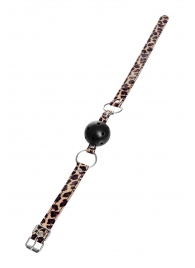 Черный кляп-шар на леопардовых ремешках Anonymo - ToyFa - купить с доставкой в Костроме