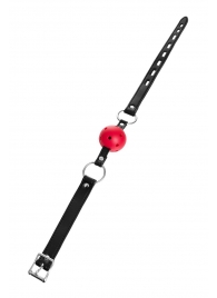 Красный кляп-шар на черных ремешках - ToyFa - купить с доставкой в Костроме
