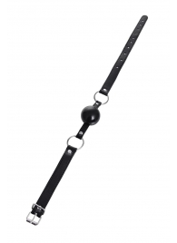 Черный кляп-шар на кожаных ремешках Anonymo - ToyFa - купить с доставкой в Костроме