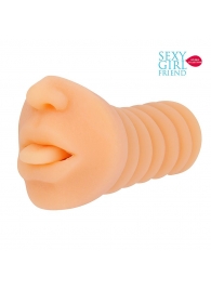 Телесный мастурбатор-ротик с высунутым язычком - Bior toys - в Костроме купить с доставкой