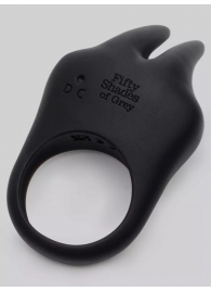 Черное эрекционное виброкольцо Sensation Rechargeable Vibrating Rabbit Love Ring - Fifty Shades of Grey - в Костроме купить с доставкой