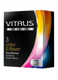 Цветные ароматизированные презервативы VITALIS PREMIUM color   flavor - 3 шт. - Vitalis - купить с доставкой в Костроме