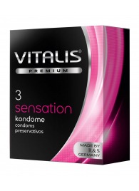 Презервативы с пупырышками и кольцами VITALIS PREMIUM sensation - 3 шт. - Vitalis - купить с доставкой в Костроме