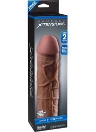Коричневая насадка Mega 2  Extension - 20,3 см. - Pipedream - в Костроме купить с доставкой