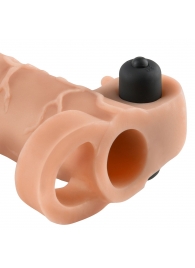 Телесная вибронасадка с кольцом Vibrating Real Feel 2 Extension - 16 см. - Pipedream - в Костроме купить с доставкой