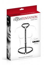Черная упряжь на тело с шипами на ошейнике - Fetish Tentation - купить с доставкой в Костроме